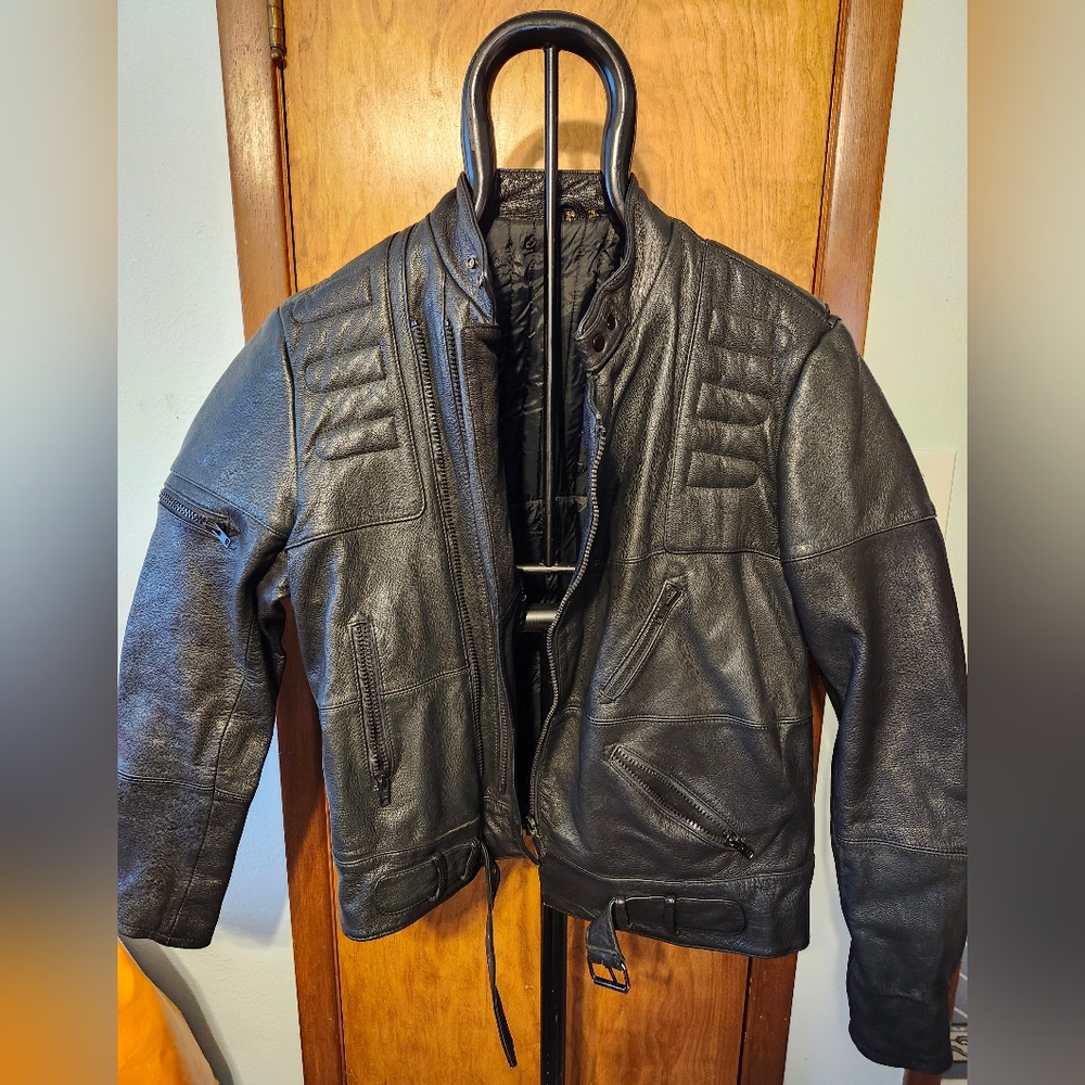 Men's Harley Davidson Black Leather Jacket Size 54 Tall